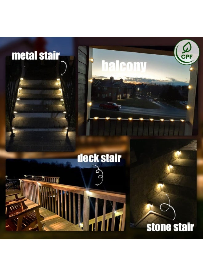 VIUAUAX مجموعة من 4 مصابيح سطحية تعمل بالطاقة الشمسية خارجية، مصابيح درج تعمل بالطاقة الشمسية مقاومة للماء، مصابيح LED تعمل بالطاقة الشمسية للسلالم الخارجية، والخطوات، والسياج، والفناء، والممر (أبيض دافئ) - Image 5